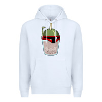 White bubble fett boba tea funny sci fi pun pearl milk tea gift t shirt Premium Hoodie - minhPixels