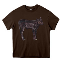 Chocolate Brown Black Angus Calf Illustrations Heavy Core Tee - LillyAllenDesigns