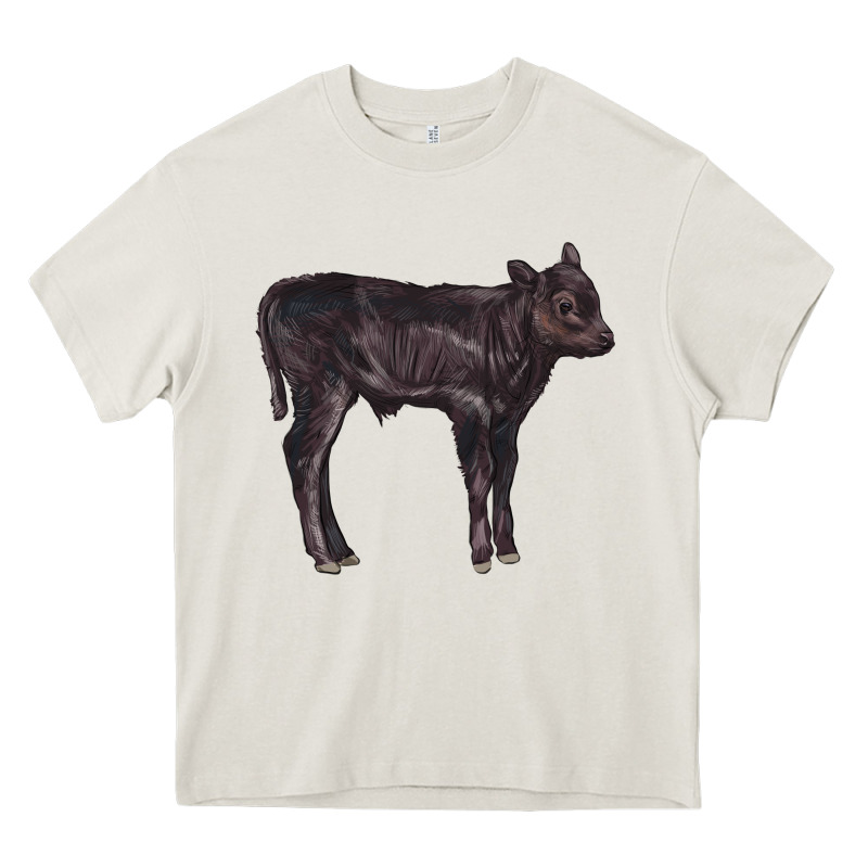 Black Angus Calf Illustrations Heavy Core Tee by LillyAllenDesigns | Teevron