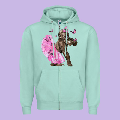 Baby Gorilla With Tutu Zipper Hoodie Designed By Lillyallendesigns