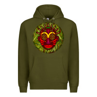 Army Green african masks round earrings 4 Premium Hoodie - BundleAndBundleShop