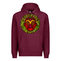 Burgundy african masks round earrings 4 Premium Hoodie - BundleAndBundleShop