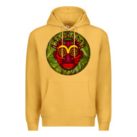 Mustard african masks round earrings 4 Premium Hoodie - BundleAndBundleShop