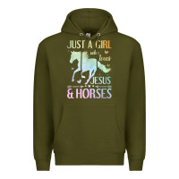 Army Green Jesus And Horses, Horse Gifts For Girls, Women Premium Hoodie - minhPixels