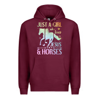 Burgundy Jesus And Horses, Horse Gifts For Girls, Women Premium Hoodie - minhPixels
