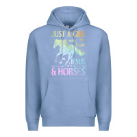 Colony Blue Jesus And Horses, Horse Gifts For Girls, Women Premium Hoodie - minhPixels