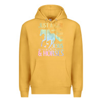 Mustard Jesus And Horses, Horse Gifts For Girls, Women Premium Hoodie - minhPixels