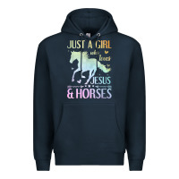 Navy Jesus And Horses, Horse Gifts For Girls, Women Premium Hoodie - minhPixels