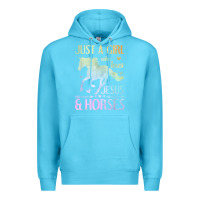 Ocean Blue Jesus And Horses, Horse Gifts For Girls, Women Premium Hoodie - minhPixels