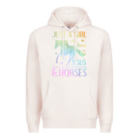 Pale Pink Jesus And Horses, Horse Gifts For Girls, Women Premium Hoodie - minhPixels