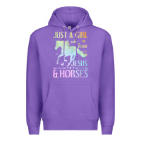 Purple Jesus And Horses, Horse Gifts For Girls, Women Premium Hoodie - minhPixels