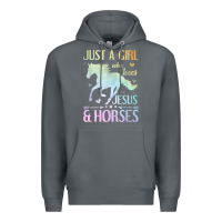 Rock Jesus And Horses, Horse Gifts For Girls, Women Premium Hoodie - minhPixels