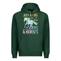 Sports Green Jesus And Horses, Horse Gifts For Girls, Women Premium Hoodie - minhPixels