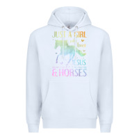 White Jesus And Horses, Horse Gifts For Girls, Women Premium Hoodie - minhPixels