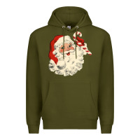 Army Green santa vintage face Premium Hoodie - minhPixels