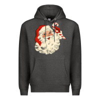 Charcoal Heather santa vintage face Premium Hoodie - minhPixels