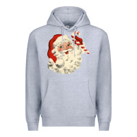 Heather Grey santa vintage face Premium Hoodie - minhPixels