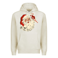 Oatmeal Heather santa vintage face Premium Hoodie - minhPixels