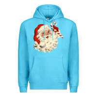 Ocean Blue santa vintage face Premium Hoodie - minhPixels