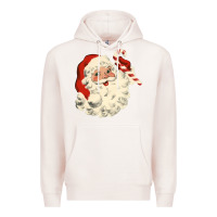 Pale Pink santa vintage face Premium Hoodie - minhPixels
