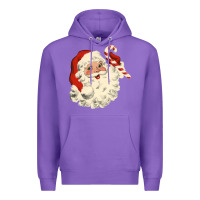 Purple santa vintage face Premium Hoodie - minhPixels