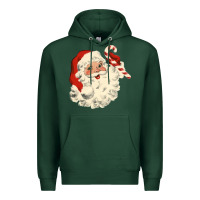 Sports Green santa vintage face Premium Hoodie - minhPixels