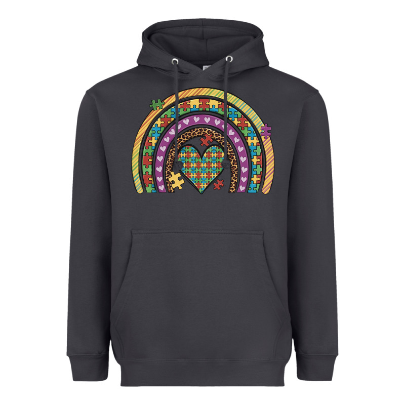 Autism Awareness Heart Leopard Rainbow Heavyweight Hoodie by Artiststas | Teevron