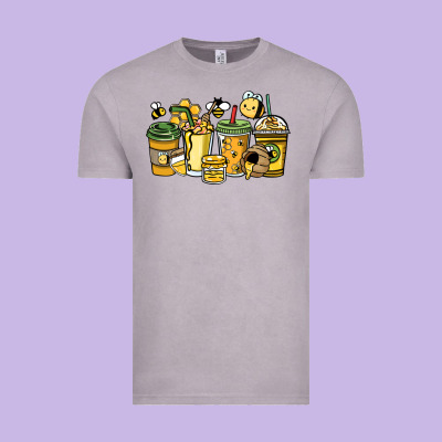 Honey Bee Coffee Cups Vintage Tee Designed By Howdyjamesfarm