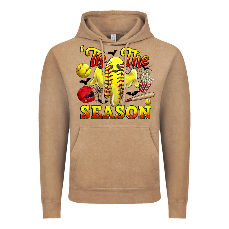 Tis The Season Softball Halloween Vintage Hoodie by CowGirlArtShop | Teevron