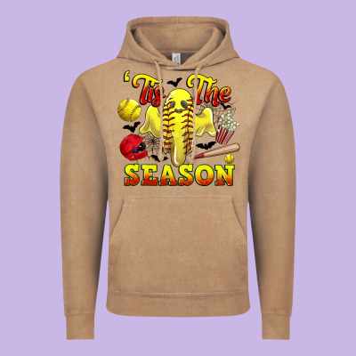 Tis The Season Softball Halloween Vintage Hoodie Designed By Cowgirlartshop