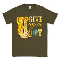 Army Green Give Cancer the boot Childhood Cancer Classic Tee - NancyCooperArtShop