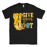 Black Give Cancer the boot Childhood Cancer Classic Tee - NancyCooperArtShop