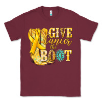 Burgundy Give Cancer the boot Childhood Cancer Classic Tee - NancyCooperArtShop