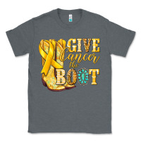Charcoal Heather Give Cancer the boot Childhood Cancer Classic Tee - NancyCooperArtShop