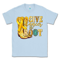 Dusty Blue Give Cancer the boot Childhood Cancer Classic Tee - NancyCooperArtShop