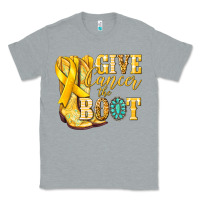 Heather Grey Give Cancer the boot Childhood Cancer Classic Tee - NancyCooperArtShop