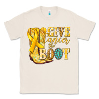 Natural Give Cancer the boot Childhood Cancer Classic Tee - NancyCooperArtShop