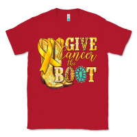 Red Give Cancer the boot Childhood Cancer Classic Tee - NancyCooperArtShop