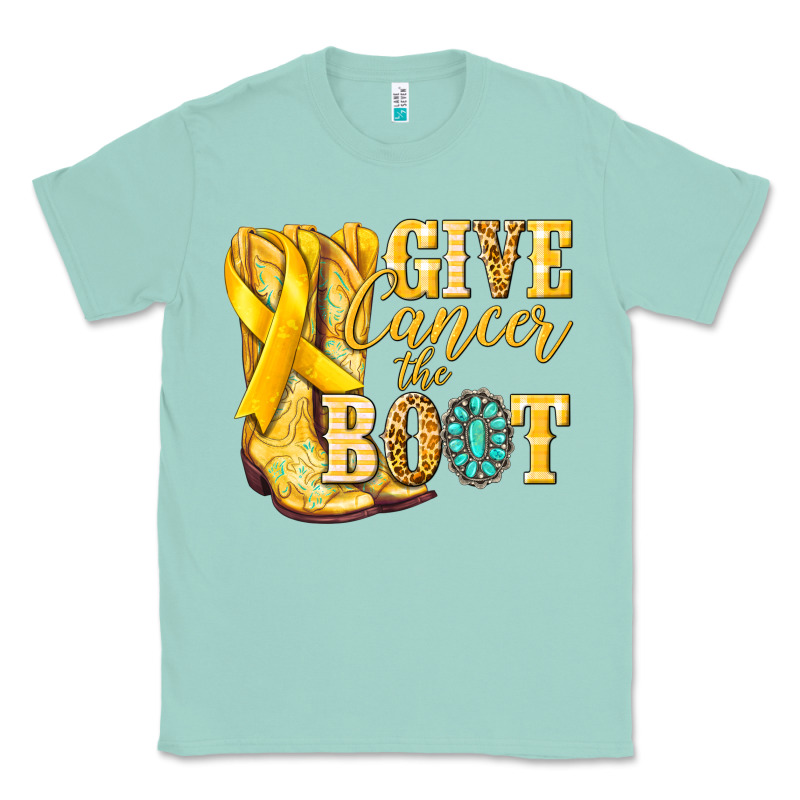 Give Cancer The Boot Childhood Cancer Classic Tee by NancyCooperArtShop | Teevron