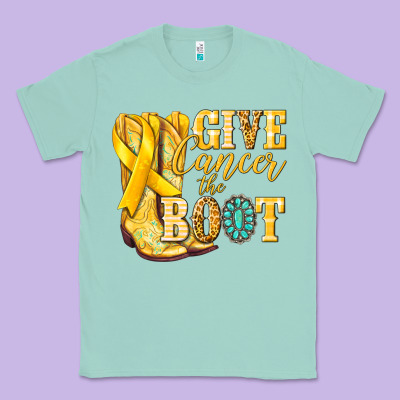 Give Cancer The Boot Childhood Cancer Classic Tee Designed By Nancycooperartshop