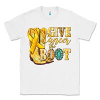 White Give Cancer the boot Childhood Cancer Classic Tee - NancyCooperArtShop