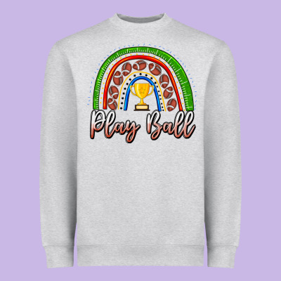 Play Ball Football Rainbow Heavyweight Sweatshirt Designed By Cowhidedigitalart