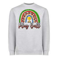 Heather Grey Play Ball Football Rainbow Heavyweight Sweatshirt - CowhideDigitalArt