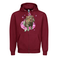 Burgundy Baby Hippo With Tutu Zipper Hoodie - LillyAllenDesigns
