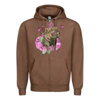 Chestnut Baby Hippo With Tutu Zipper Hoodie - LillyAllenDesigns