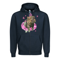 Navy Baby Hippo With Tutu Zipper Hoodie - LillyAllenDesigns
