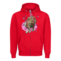 Red Baby Hippo With Tutu Zipper Hoodie - LillyAllenDesigns