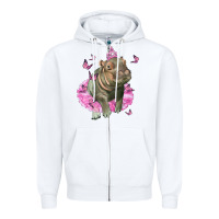 White Baby Hippo With Tutu Zipper Hoodie - LillyAllenDesigns