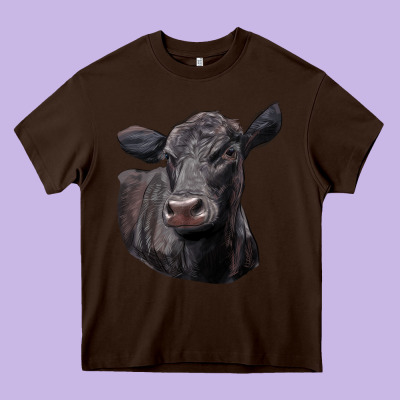 Black Angus Cow Illustrations Heavy Core Tee Designed By Lillyallendesigns