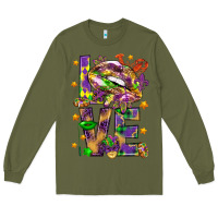 Army Green Mardi Gras love lips Long Sleeve Tee - HowdyJamesFarm